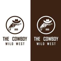 cowboy logotyp vektor med slogan mall