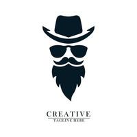 bärtige Cowboys mit Brille und Schnurrbart, fettes Logo-Symbol
