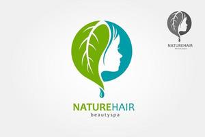 natur hår vektor logotyp illustration. hår salong logotyp design begrepp för skönhet salong