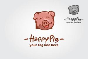 glückliches schwein-logo-zeichentrickfigur. genießen Sie diese lustige Schweinlogoillustration. tolles Logo zur Verwendung in Logos mit BBQ oder anderen Unternehmen. vektor