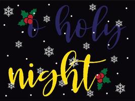 o helig natt 01 glad jul och Lycklig högtider typografi uppsättning vektor