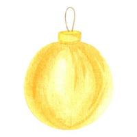 vattenfärg gul jul boll. guld jul ornament vattenfärg konst målning. isolerat. perfekt för jul kort design, inbjudningar och Övrig dekor vektor