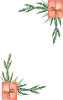 aquarell-weihnachtsdesign-zusammensetzung aus tannenzweigen und geschenken. weihnachtsillustration für winterabdeckung, einladungen, banner, grußkarten. vektor