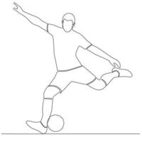 kontinuerlig linje teckning fotboll spelare vektor linje konst illustration