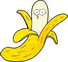 Retro-Grunge-Textur-Cartoon-Bananenfrucht vektor