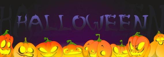 halloween-banner mit kürbissen, saisonaler urlaub vektor