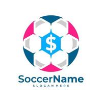 Geld-Fußball-Logo-Vorlage, Fußball-Logo-Design-Vektor vektor