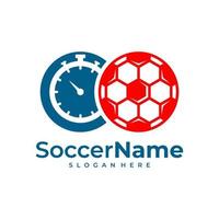 Zeit-Fußball-Logo-Vorlage, Fußball-Logo-Design-Vektor vektor