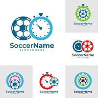 Satz von Zeit-Fußball-Logo-Vorlage, Fußball-Logo-Design-Vektor vektor