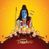 glücklicher dussehra-feierhintergrund mit vektorillustration lord rama vektor