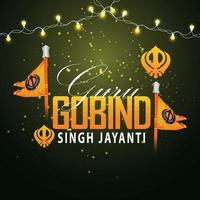 guru gobind singh jayanti feiergrußkarte mit vektorillustration vektor