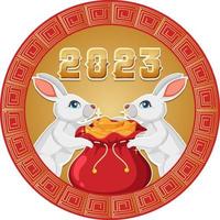 Lycklig ny år 2023 baner i kinesisk design vektor