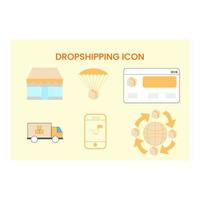 uppsättning ikoner vektor för dropshipping företag i mobil appar eller hemsida