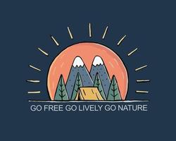 Naturcamping mit Go Free Go Lively Go Nature Letter Design für Natur Outdoor Design vektor