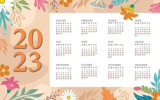 platt estetisk natur 2023 kalender mall vektor