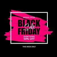 svart fredag försäljning baner mall. rosa på svart bakgrund vektor