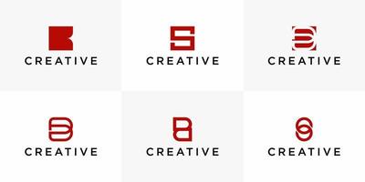 uppsättning av kreativ brev b s logotyp design mall vektor