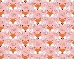 nahtloses Muster des netten Karikaturfuchs des Vektors. Kopf des orangefarbenen Fuchses auf Hintergrund. gut für Druck, Textilien, Stoffe, Tapeten, Dekoration. vektor