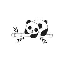 söt panda äta bambu tecknad serie vektor ikon illustration. djur- ikon begrepp isolerat premie vektor. platt tecknad serie stil