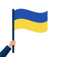 personen, die banner halten, flagge ukrainisch. kein ukrainekrieg. Anti-Kriegs-Demonstration. Bleiben Sie beim Ukraine-Konzept. Unterstützung für die Ukraine. Vektor-Illustration isoliert auf weißem Hintergrund vektor