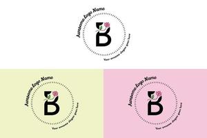 feminin b brev logotyp, modern minimalistisk och blommig bricka mallar för varumärke, identitet, boutique, salong vektor. enkel blommig b brev logotyp design vektor. vektor