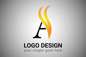 brev en logotyp design med gul och orange elegant minimalistisk vinge. kreativ en brev susa ikon vektor illustration. en brev logotyp design med brand lågor och orange susa vektor illustration.
