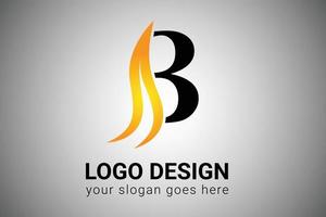 buchstabe b logo design mit gelbem und orangefarbenem eleganten minimalistischen flügel. kreative b Brief Swoosh Symbol Vektor Illustration. b-Buchstaben-Logo-Design mit Feuerflammen und orangefarbener Swoosh-Vektorillustration.