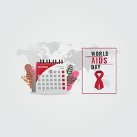 Welt-Aids-Tag-Plakat mit Kalenderdesign-Vektorillustration vektor