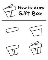 wie zeichnet man doodle geschenkbox handgezeichnet für geburtstag, weihnachten vektor