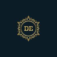 Buchstabe de Logo mit luxuriöser Goldvorlage. Eleganz-Logo-Vektorvorlage. vektor