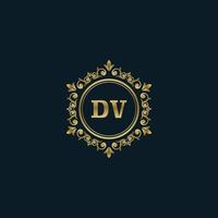 brev dv logotyp med lyx guld mall. elegans logotyp vektor mall.