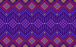 geometrisk etnisk mönster, pixel kontinuerlig sicksack- stil, rosa och blå mönster nordic repetitiva vektor