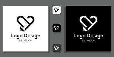 uppsättning hjärta kärlek penna dagbok bok skrivning inspiration varumärke logotyp design vektor