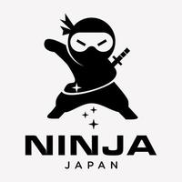 uppsättning ninja karaktär spel tecknad serie krigisk bekämpa logotyp design vektor