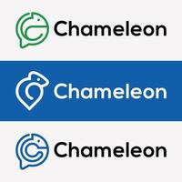 set app chat symbol symbol social media forum stil chamäleon logo design vektor
