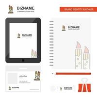 Kerze Business Logo Tab App Tagebuch PVC Mitarbeiterkarte und USB-Marke stationäre Verpackungsdesign-Vektorvorlage vektor