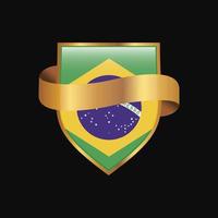 Brasilien flagga gyllene bricka design vektor