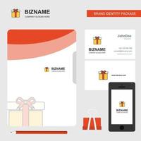 giftbox business logo file cover visitenkarte und mobile app design vektorillustration vektor