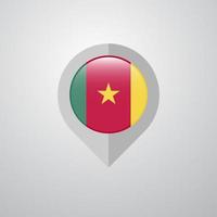 Kartennavigationszeiger mit Kamerun-Flaggendesignvektor vektor