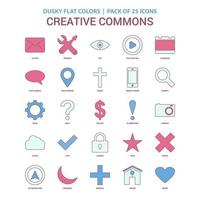 creative commons icon düstere flache farbe vintage 25 icon pack vektor