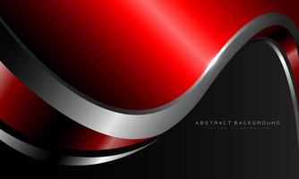 abstrakte rote metallische Kurve mit silberner Linie auf dunkelgrauem Design moderner futuristischer Luxushintergrundvektor vektor