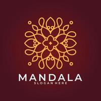 Branding-Logo, abstrakte dekorative Blumen-Mandala-Logo-Vorlage, Wirbel-Logo-Schild im dekorativen arabischen Stil, minimalistisches Blumen-Logo-Design für Boutique, Spa, Yoga, Meditation vektor