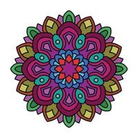 Farbmandalavektor-Illustrationsschablone, lokalisiertes handgezeichnetes Gekritzelmandala, ethnisches Mandala mit buntem Stammes-Ornament. vektor