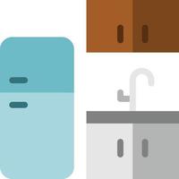 Küche Lebensmittel Kühlschrank Regale Möbel - flache Ikone vektor