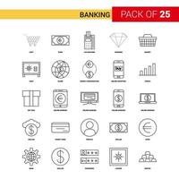 Banking schwarze Linie Symbol 25 Business Gliederung Symbolsatz vektor
