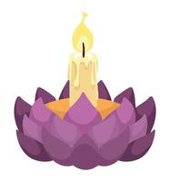 Loy Krathong-Kerze in Lila mit Blumenmuster vektor