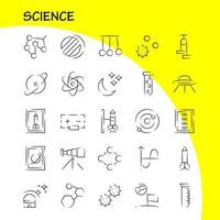 handgezeichnetes ikonenpaket der wissenschaft für designer und entwickler symbole der startrakete weltraumstart astronomie sonnensystem wissenschaftsvektor vektor