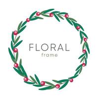 Botanischer Kreisrahmen. handgezeichnete runde linie grenze, blätter und blumen, hochzeitseinladung und karten, logodesign und plakatvorlage. eleganter minimaler stil floraler vektor isolierter satz