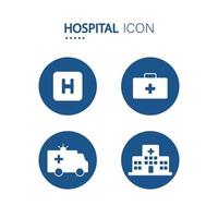 Zeichen der Krankenhausikonen auf der Kreisform lokalisiert auf weißem Hintergrund. Vektor-Illustration. vektor