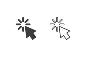 Cursor-Maus-Symbol-Vektor-Illustration-Glyphen-Stil-Design mit 2 Stil-Ikonen schwarz und weiß. isoliert auf weißem Hintergrund. vektor